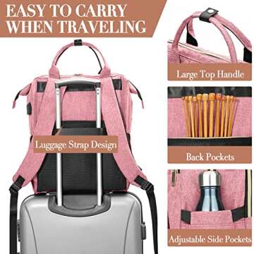 Stylish Knitting Bag Backpack with USB Charging Port