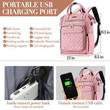 Stylish Knitting Bag Backpack with USB Charging Port