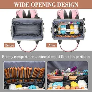 Stylish Knitting Bag Backpack with USB Charging Port