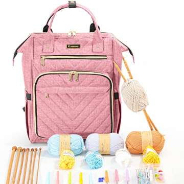 Stylish Knitting Bag Backpack with USB Charging Port