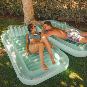 Float Joy Tanning Pool Inflatable Pool Floats Adult Tanning Bed Pool Lounger Blow Up Pool Floaties f...