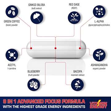 Vitamin Energy Focus+ Energy Capsules, Up to 7+ Hours of Energy, 30 Capsules, 1 Pack