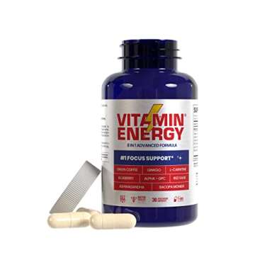 Vitamin Energy Focus+ Energy Capsules, Up to 7+ Hours of Energy, 30 Capsules, 1 Pack