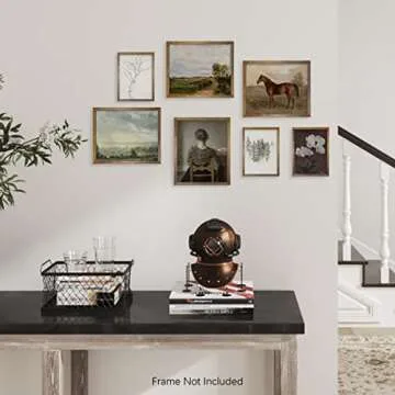 Vintage Modern Farmhouse Wall Decor - Neutral Wall Art for Boho French Country - Bathroom Picture Bedroom Print - Aesthetic Flower Sketch Horse Poster - Green Cottagecore Room Decor - Gallery Set 7