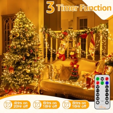 Ollny Cluster Christmas Lights 1000LED 49FT Remote Waterproof