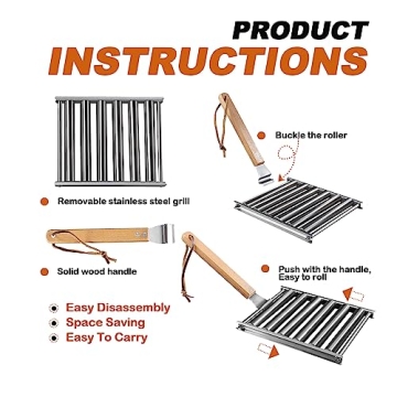 Hot Dog Roller for Grill, BBQ Stainless Steel Accessory