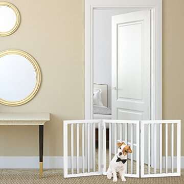 Indoor Pet Gate - 3-Panel Folding Dog Gate for Stairs or Doorways - 54x24-Inch Freestanding Pet Fenc...