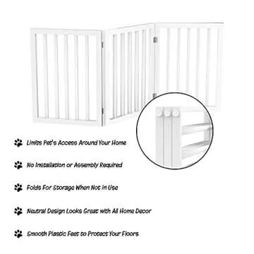 Indoor Pet Gate - 3-Panel Folding Dog Gate for Stairs or Doorways - 54x24-Inch Freestanding Pet Fence for Cats and Dogs by PETMAKER (White)