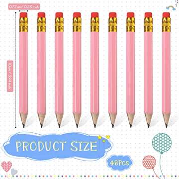 Zonon 48 Pieces Golf Pencils Mini Half Pencils with Eraser Short with Erasers Bulk Small for Kids HB...