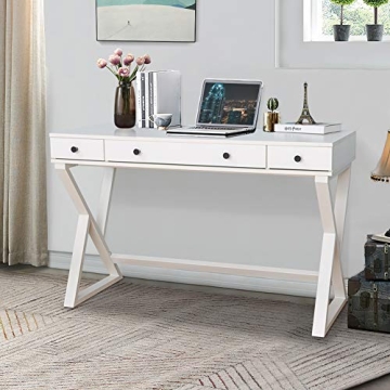 Modern 48 Inch Writing Desk with 3 Drawers for Home