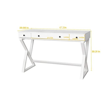 Modern 48 Inch Writing Desk with 3 Drawers for Home