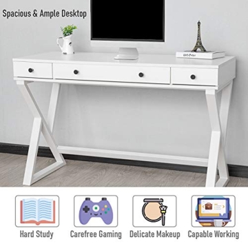 Modern 48 Inch Writing Desk with 3 Drawers for Home