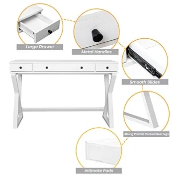 Modern 48 Inch Writing Desk with 3 Drawers for Home