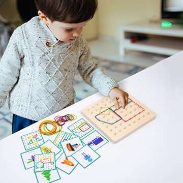 Auvewilo Wooden Geoboard: Engaging STEM Educational Toy for Kids 3+ with Rubber Bands