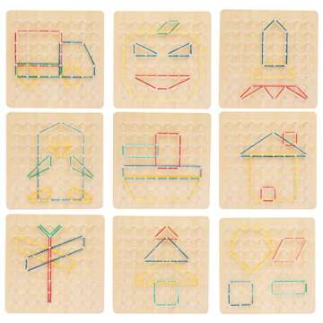 Auvewilo Wooden Geoboard: STEM Toy for Kids 3+