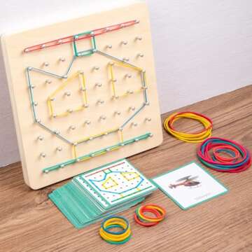 Auvewilo Wooden Geoboard: STEM Toy for Kids 3+