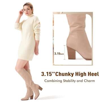 Trendy Putu Women's Knee High Faux Leather Boots