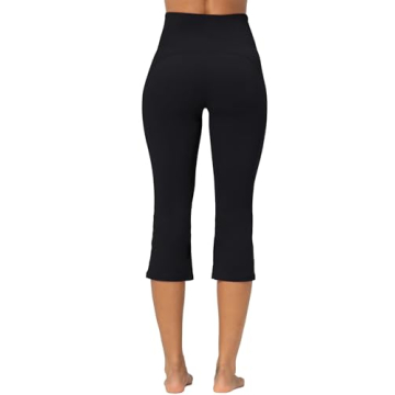 Sunzel Sunzfly Mini Flare Capris Leggings for Women, High Waist Bootcut Yoga Pants, Tummy Control Cropped Flared Workout Pant 21" Black X-Small