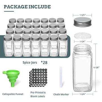 VITEVER Spice Rack with 28 Spice Jars, Organizer for Cabinet, Spice Jars with Labels, Chalk Marker and Funnel, 4 Tier, Countertop, Pantry, Cupboard, Door or Wall Mount, Black