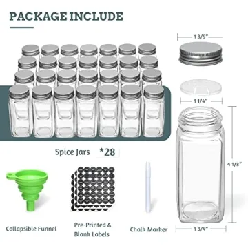 VITEVER Spice Rack with 28 Spice Jars, Organizer for Cabinet, Spice Jars with Labels, Chalk Marker and Funnel, 4 Tier, Countertop, Pantry, Cupboard, Door or Wall Mount, Black