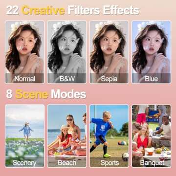 Digital Camera, Autofocus 48MP FHD 1080P Camera for Kids with 16X Zoom Anti Shake, Compact Portable Small Point and Shoot Digital Cameras with 32GB Memory Card for Teens Girls Kids Adults, Pink
