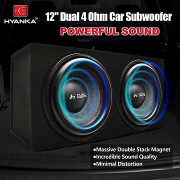 HYANKA BSF-12-4 12 Inch Subwoofer - 1600W MAX Power for Car Audio