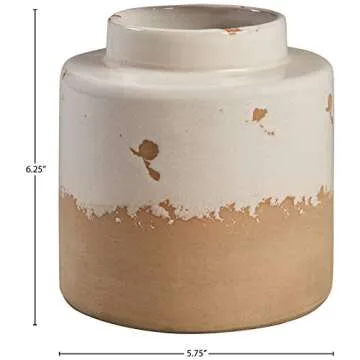 Amazon Brand – Stone & Beam Modern Farmhouse Milk Jug Stoneware Home Decor Flower Vase - 6.25 x 5.75 Inches, Cream and Clay