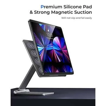 BENKS Magnetic Adjustable iPad Stand Holder for iPad Pro 12.9 inch, 360° Rotation Foldable Desk Stand, Premium Aluminum Alloy Compatible with iPad Pro 12.9 3rd/4th/5th Generation