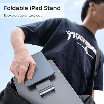 BENKS Magnetic Adjustable iPad Stand Holder for iPad Pro 12.9 inch, 360° Rotation Foldable Desk Stand, Premium Aluminum Alloy Compatible with iPad Pro 12.9 3rd/4th/5th Generation