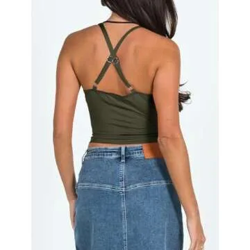 Stylish Tankaneo Women's Fitted Cami Crop Tops - Perfect Fit