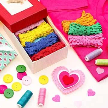 Chuangdi 88 Yards Rickrack Trim Ribbon for Sewing Zigzag Colorful Wave Bending Fringe Ribbon Sewing Trim Embellishments for Party Supplies(Multicolor)