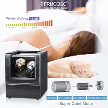 FRUCASE Double Watch Winder for Automatic Watches Watch Box Automatic Winder Japanese Motor 2 Rotati...