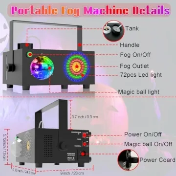IMONE Disco Ball Fog Machine with Remote & Lights