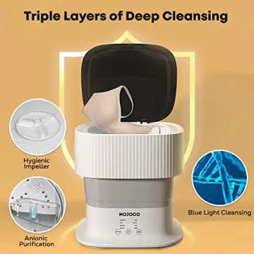 Mojoco Foldable Washing Machine - Portable Washing Machine for Baby/Girl Clothes/Socks/Underwear - Collapsible Mini Washer Machine for Apartment, RV, Camping, Travel - SmallCountertop Washing Machine