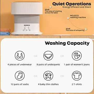 Mojoco Foldable Washing Machine - Portable Washing Machine for Baby/Girl Clothes/Socks/Underwear - Collapsible Mini Washer Machine for Apartment, RV, Camping, Travel - SmallCountertop Washing Machine