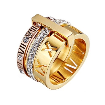 Elegant UNAPHYO Women's Trinity Band Ring in Gold Rose Color