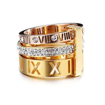 Elegant UNAPHYO Women's Trinity Band Ring in Gold Rose Color