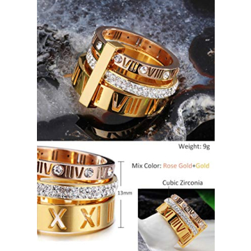 Elegant UNAPHYO Women's Trinity Band Ring in Gold Rose Color