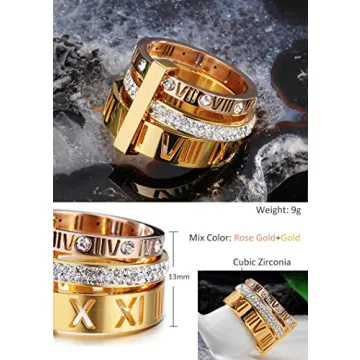 Elegant UNAPHYO Women's Trinity Band Ring in Gold Rose Color