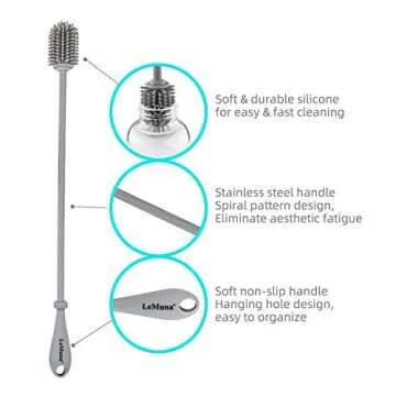 LeMuna Silicone Bottle Brush Set for Safe, Eco-Friendly Cleaning