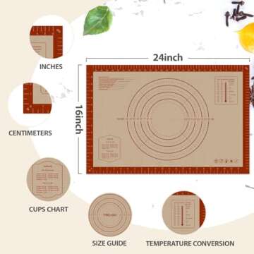 Extra Thick Silicone Baking Mat 24" x 16" Non Stick