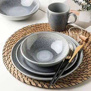 Arora FAIT 16pc Reactive Glaze Dinnerware Set for 4