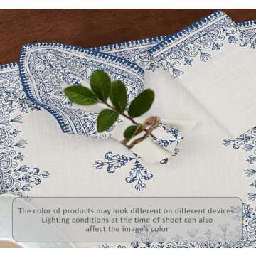 Ruvanti Placemats 100% Cotton 13x19 Inch, Dining Table Placemats Set of 6, Modern Place Mats for Dining Table Decor, Kitchen & Table Linens, Coffee Mat for Christmas Dinners - Ethnic