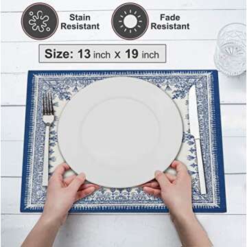 Ruvanti Placemats 100% Cotton 13x19 Inch, Dining Table Placemats Set of 6, Modern Place Mats for Dining Table Decor, Kitchen & Table Linens, Coffee Mat for Christmas Dinners - Ethnic