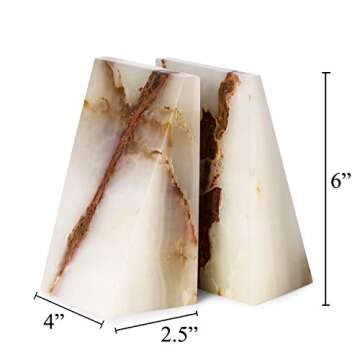 Elegant Triangular Natural Marble Bookends - Luxurious Home Decor
