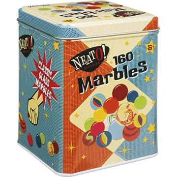 Neato! Classics 160 Marbles In A Tin Box - Retro Glass Shooter for Timeless Fun