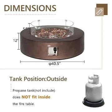 COSIEST 40.5-Inch Propane Fire Pit Coffee Table for Outdoors