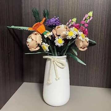 AEROiVi White Ceramic Vase, Modern Round Matte Vase for Pampas Grass, Flowers, Decor, Tabletop