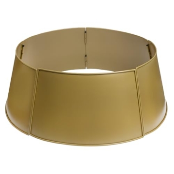 AuldHome Design Gold Farmhouse Tree Collar (29-Inch Diameter Base), Vintage Enamelware, Christmas Tree Accent,Vintage Retro Style