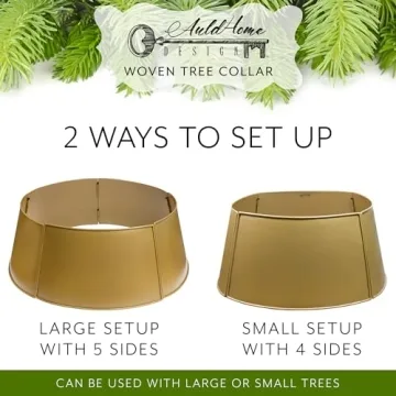 AuldHome Design Gold Farmhouse Tree Collar (29-Inch Diameter Base), Vintage Enamelware, Christmas Tree Accent,Vintage Retro Style